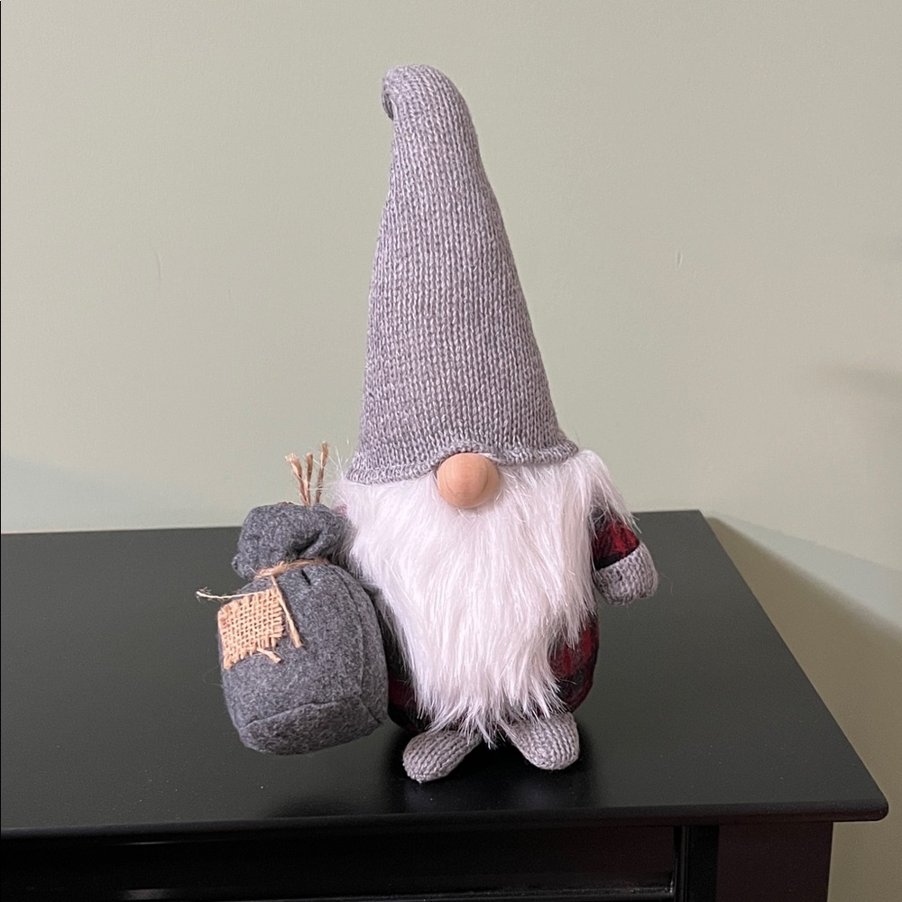 Gray and Red Gnome Plush Decor